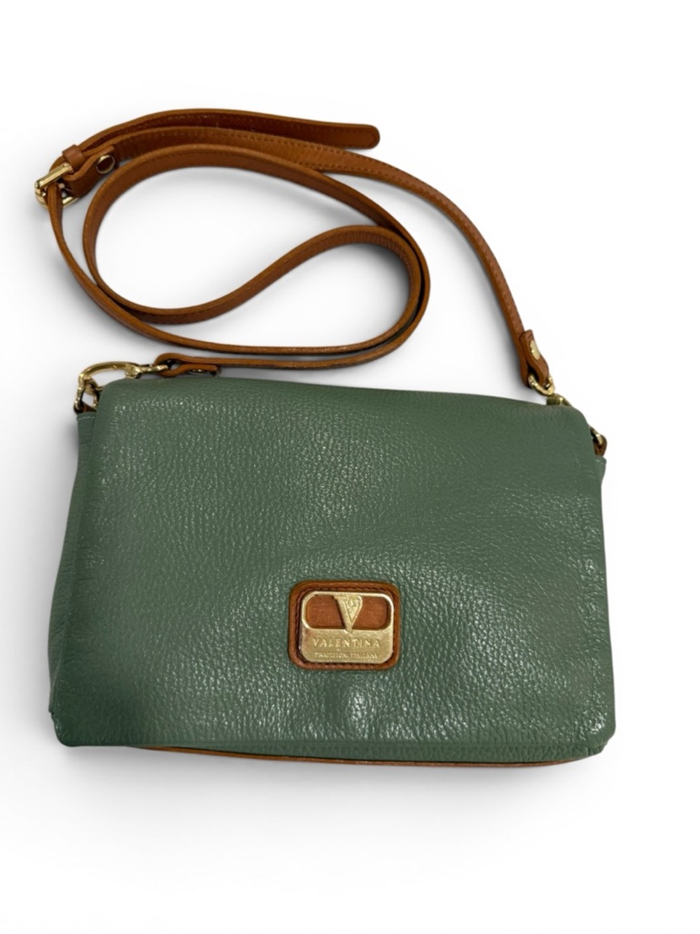 Valentina Green Pebble Leather Crossbody - Picture 5 of 16